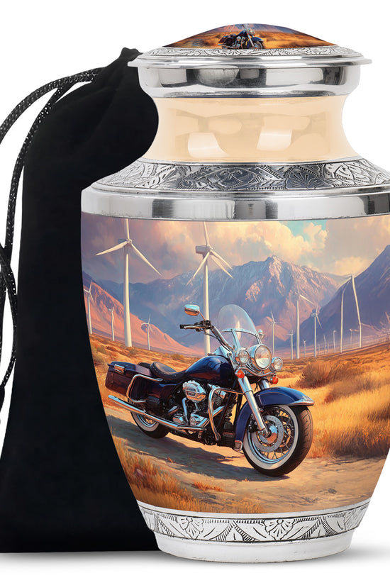 Scenic Motorcycle Memorial Urn - Windmill Valley Funeral Urn For Human Ashes