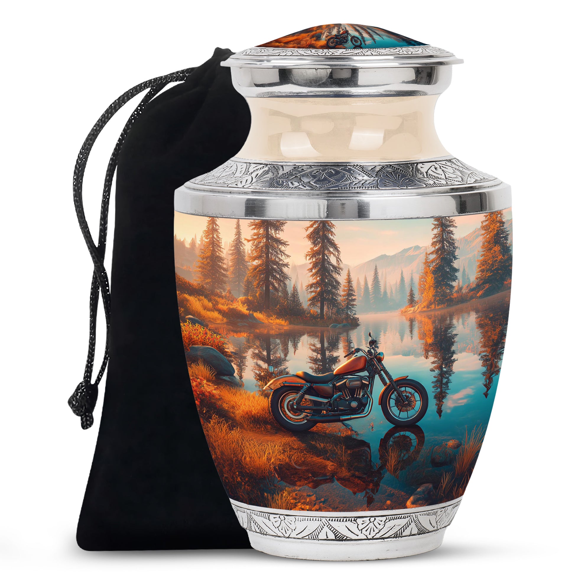 Scenic Forest Lake Cremation Urn - Memorial Urn For Loved Ones