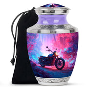 Navy Blue Bike Cremation Urn side profile showing urn shape - contemporary bike design with modern artistic flair - full-size 10 inch 200 cubic inch adult cremation urn