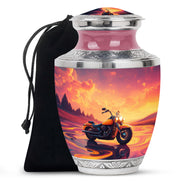 Petal Pink Bike Cremation Urn side profile showing urn shape - artistic bike interpretation with creative detail - full-size 10 inch 200 cubic inch adult cremation urn