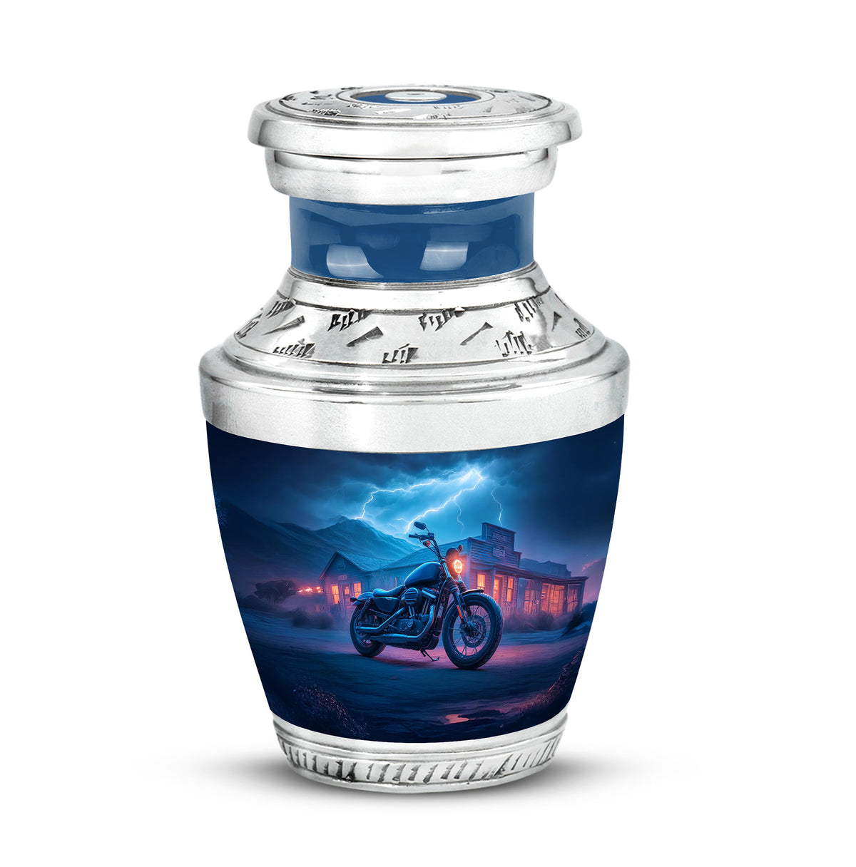 Personalized Bike Cremation Urns - Wondrous Blue 10-inch, 200 cu in - Karyliz