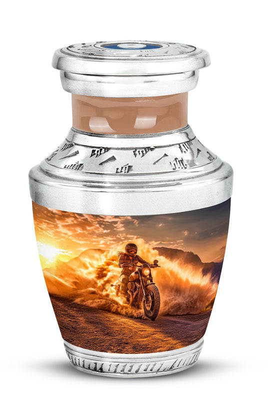 Gold Bike Sentinel Cremation Urns for Human Ashes - 10-inch, 200 cu in - Karyliz