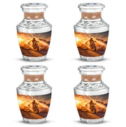 Amber Gold Bike Cremation Urn back view with polished surface - contemporary bike design with modern artistic flair - 10 inch aluminum urn for cremated remains