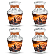 Gilded Gold Bike Cremation Urn back view with polished surface - contemporary bike design with modern artistic flair - 10 inch aluminum urn for cremated remains