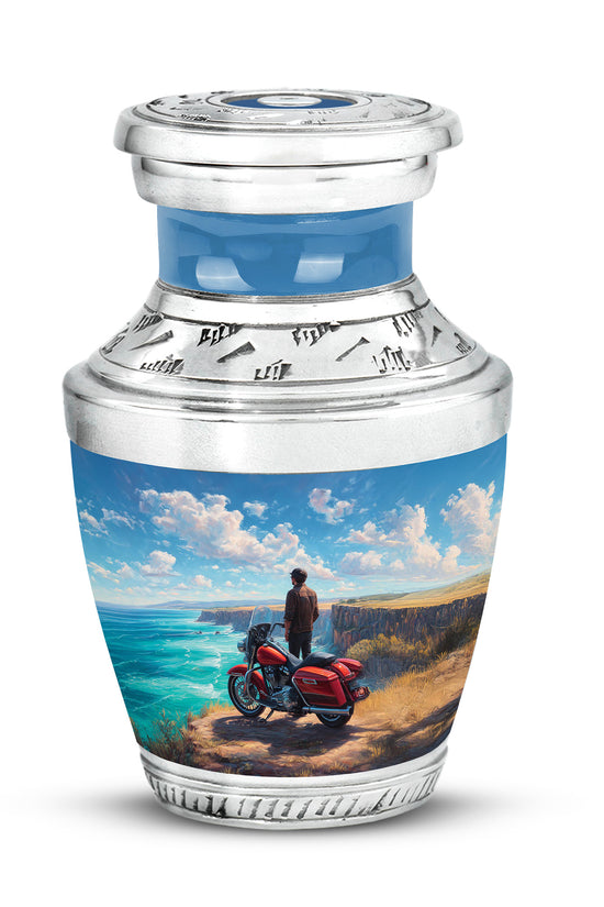 Everlasting Blue Bike Commemoration Urn for Human Ashes - 10-inch, 200 cu in - Karyliz