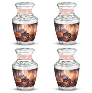 Deep Red Bike Cremation Urn back view with polished surface - contemporary bike design with modern artistic flair - 10 inch aluminum urn for cremated remains
