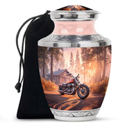 Burgundy Red Bike Cremation Urn side profile showing urn shape - contemporary bike design with modern artistic flair - full-size 10 inch 200 cubic inch adult cremation urn