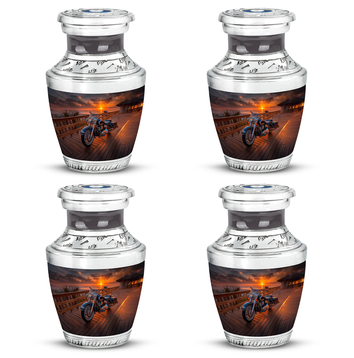 Ebony Bike Cremation Urn back view with polished surface - contemporary bike design with modern artistic flair - 10 inch aluminum urn for cremated remains