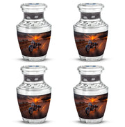 Ebony Bike Cremation Urn back view with polished surface - contemporary bike design with modern artistic flair - 10 inch aluminum urn for cremated remains