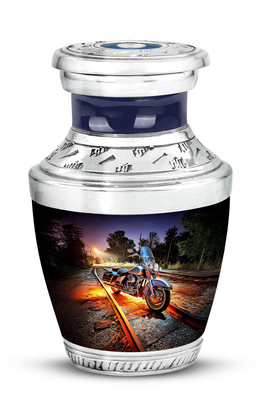 Blue Breathtaking Bike Memorial Urn for Ashes - 10-inch, 200 cu in - Karyliz