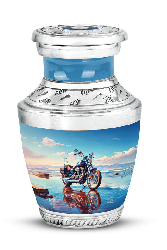 Personalized Blue Revered Bike Cremation Urns for Human Ashes - 10-inch, 200 cu in - Karyliz
