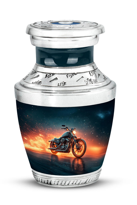 Resplendent Blue Bike Cremation Urn for Ashes - 10-inch, 200 cu in - Karyliz