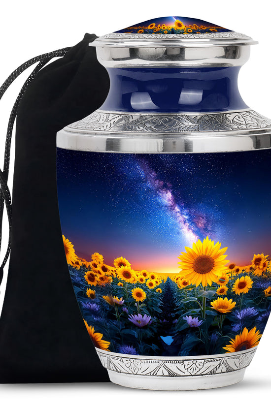 Sunflower Cremation Urn - Night Sky Beautiful Urn For Human Ashes