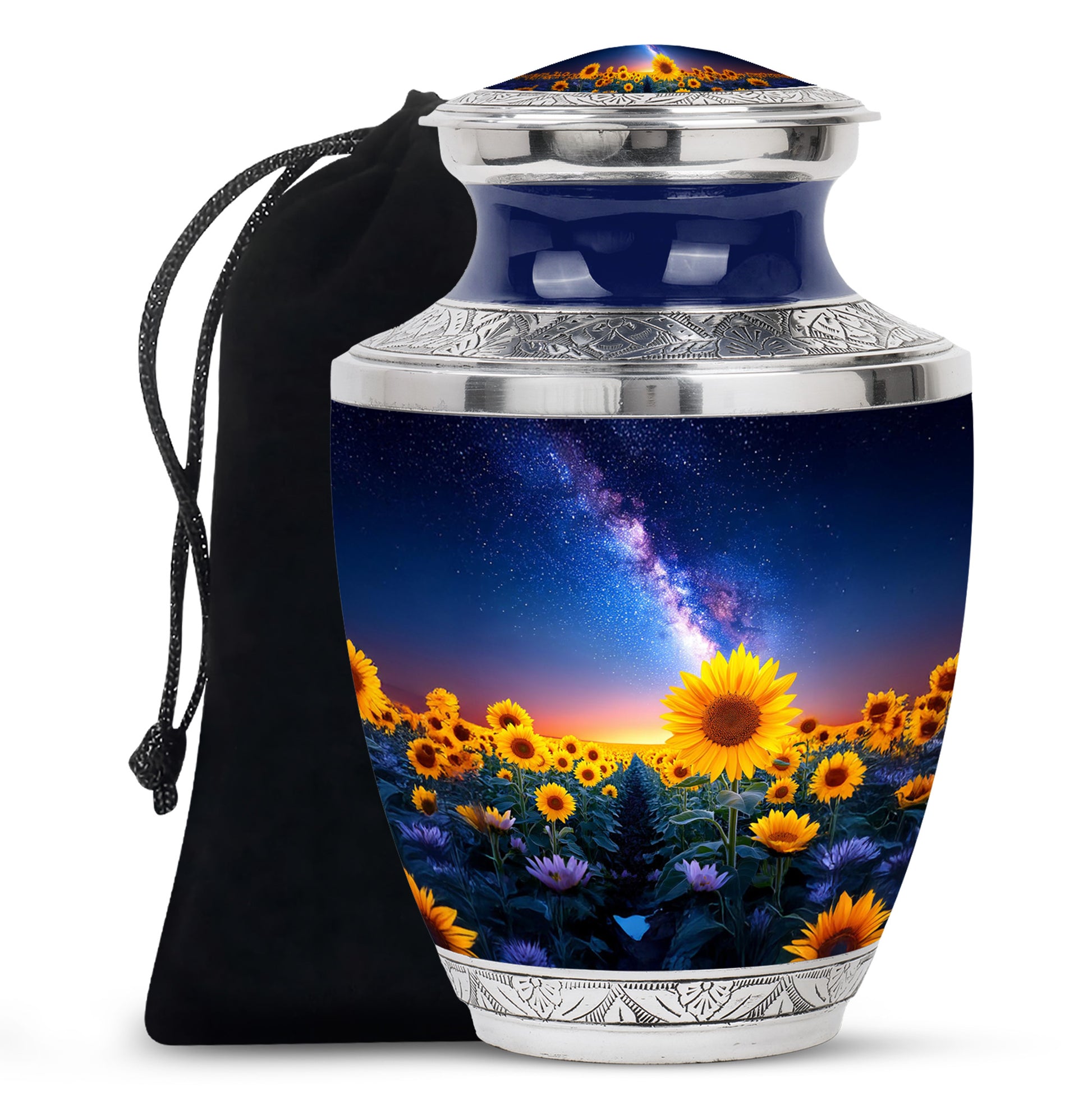 Sunflower Cremation Urn - Night Sky Beautiful Urn For Human Ashes