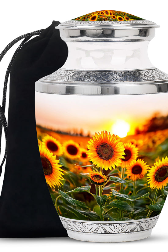Sunflower Memorial Urn - Sunset Floral Funeral Urn For Adult Ashes