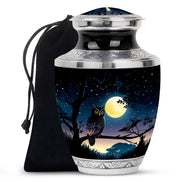 Black Owl Cremation Urn - Moonlight Memorial Urn For Human Ashes