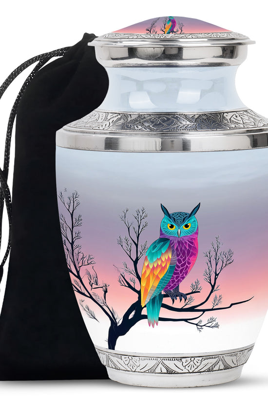 Owl Artwork Cremation Urn - Tree Memorial Urn For Loved Ones