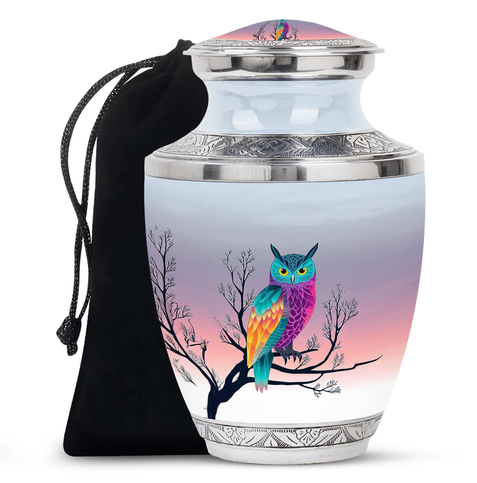 Owl Artwork Cremation Urn - Tree Memorial Urn For Loved Ones