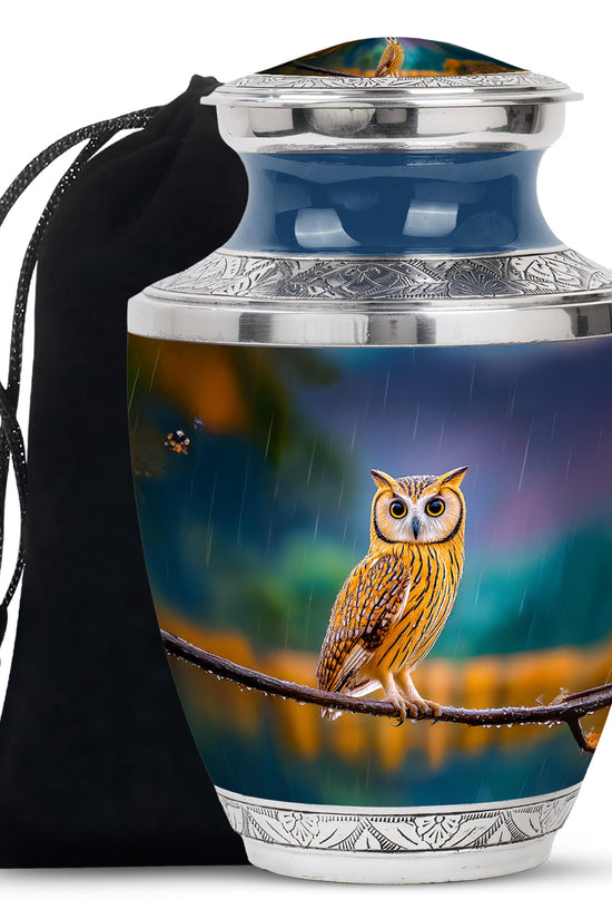 Rain Forest Owl Memorial Urn - Nature Cremation Urn For Adults