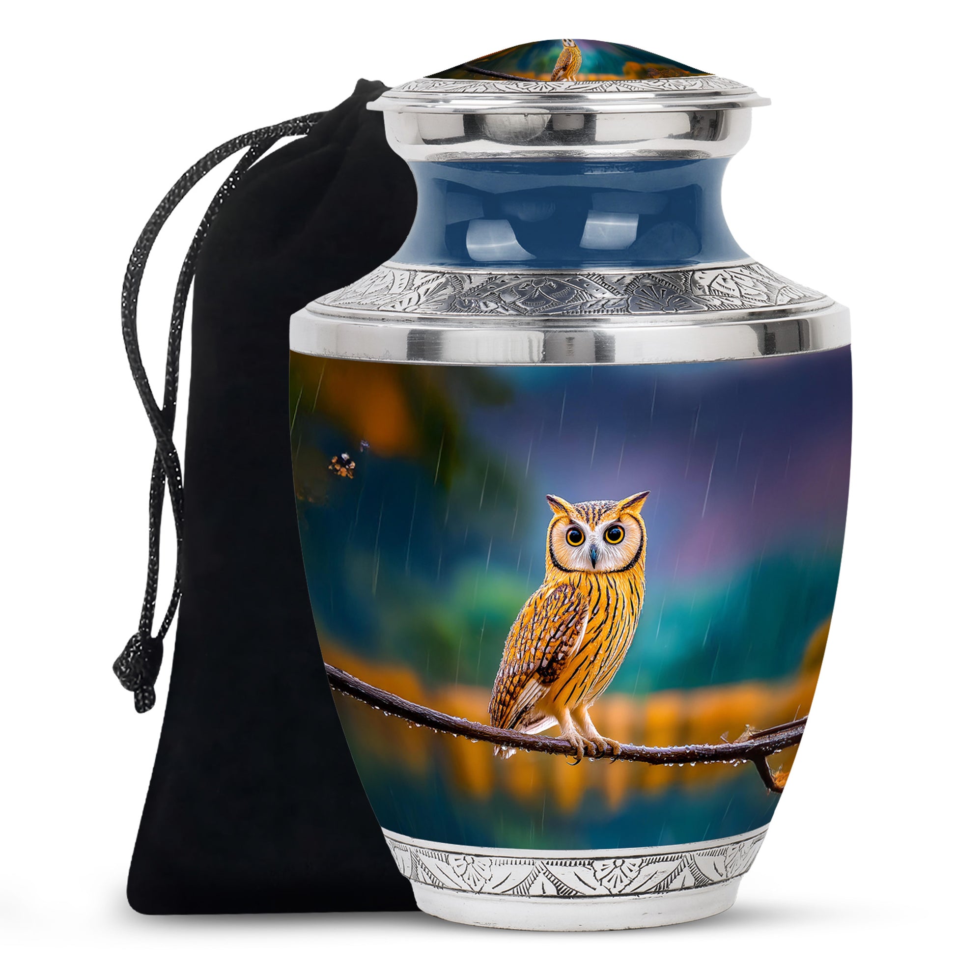 Rain Forest Owl Memorial Urn - Nature Cremation Urn For Adults