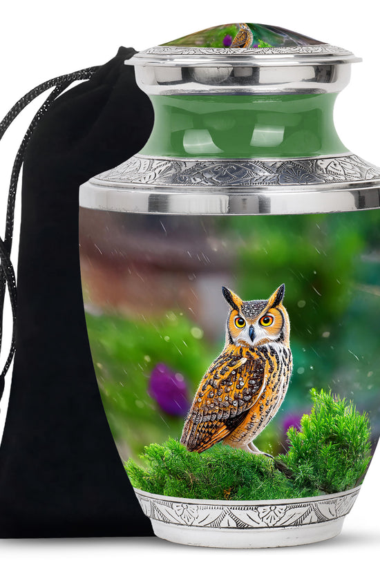 Owl Funeral Urn For Ashes - Green Nature Cremation Urn