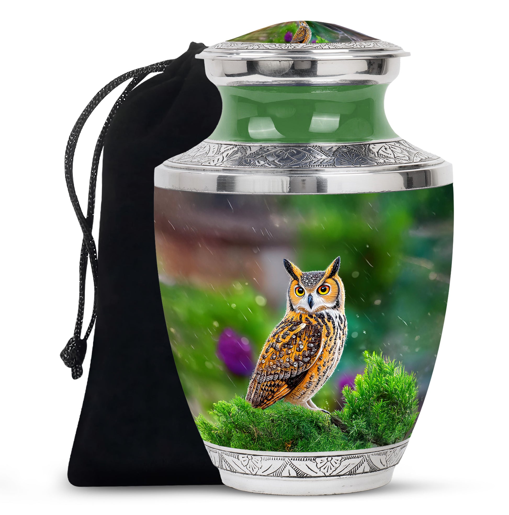 Owl Funeral Urn For Ashes - Green Nature Cremation Urn