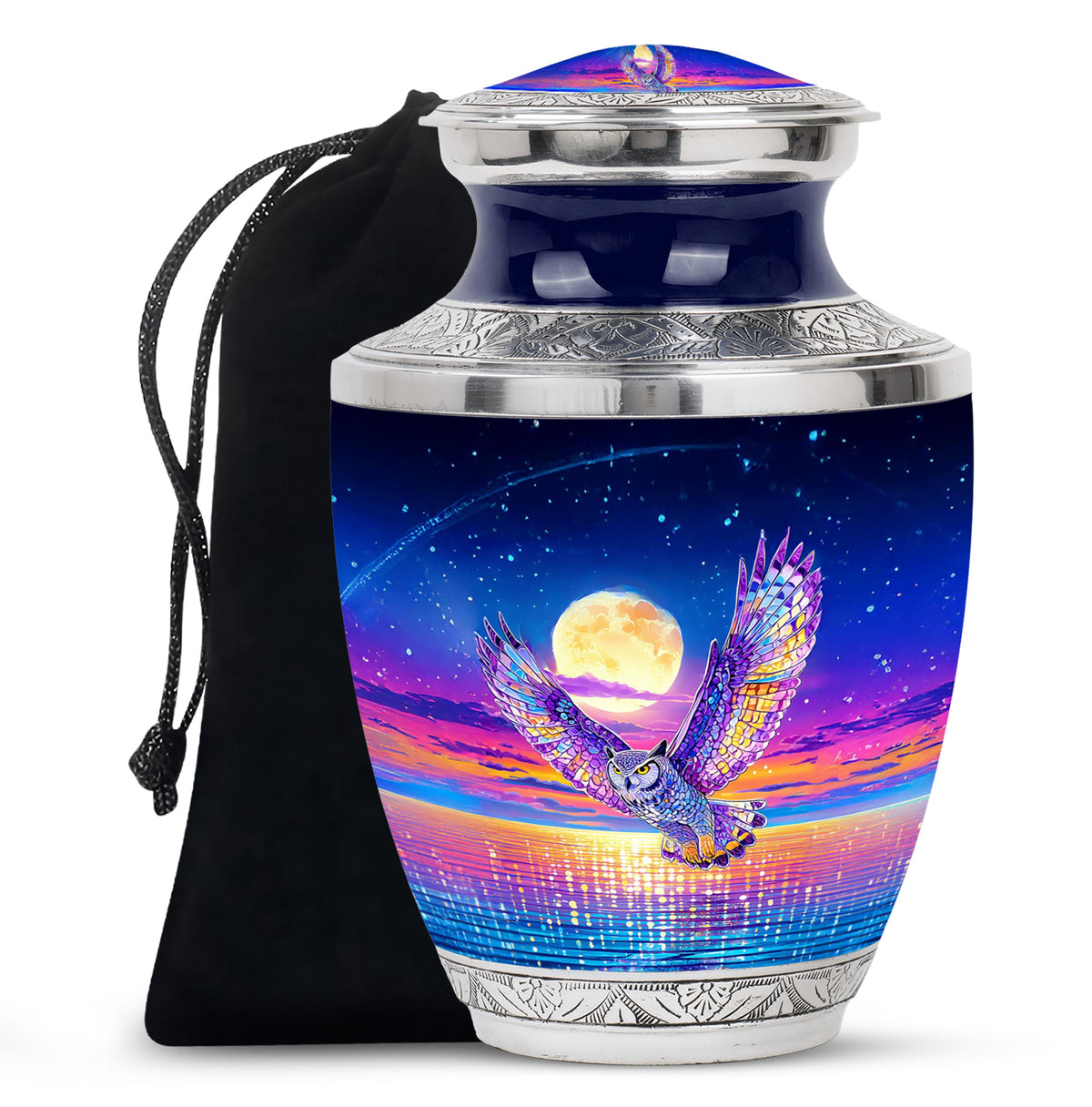 Colorful Owl Funeral Urn - Moonlight Memorial Urn For Loved Ones