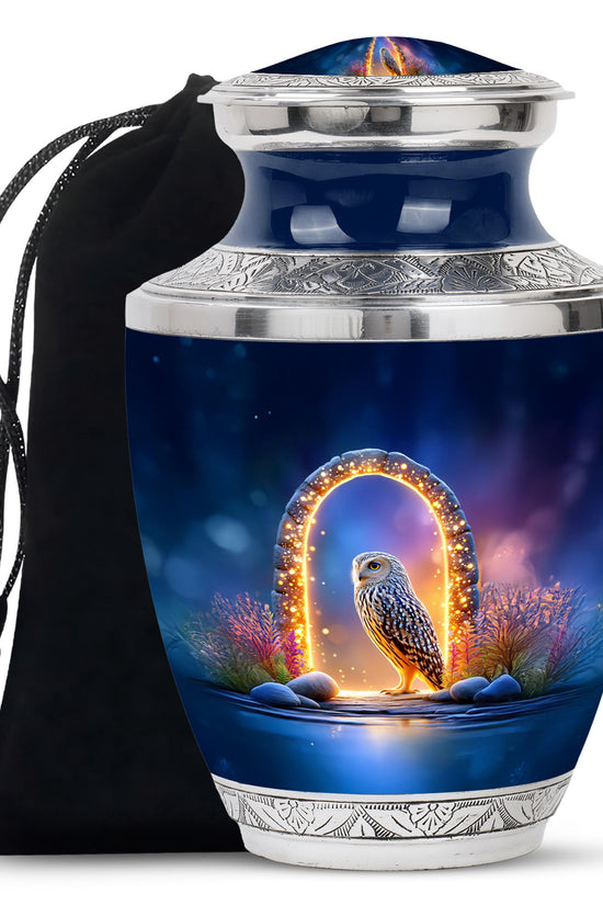 Peaceful Owl Funeral Urn - Glowing Memorial Urn For Adult Ashes