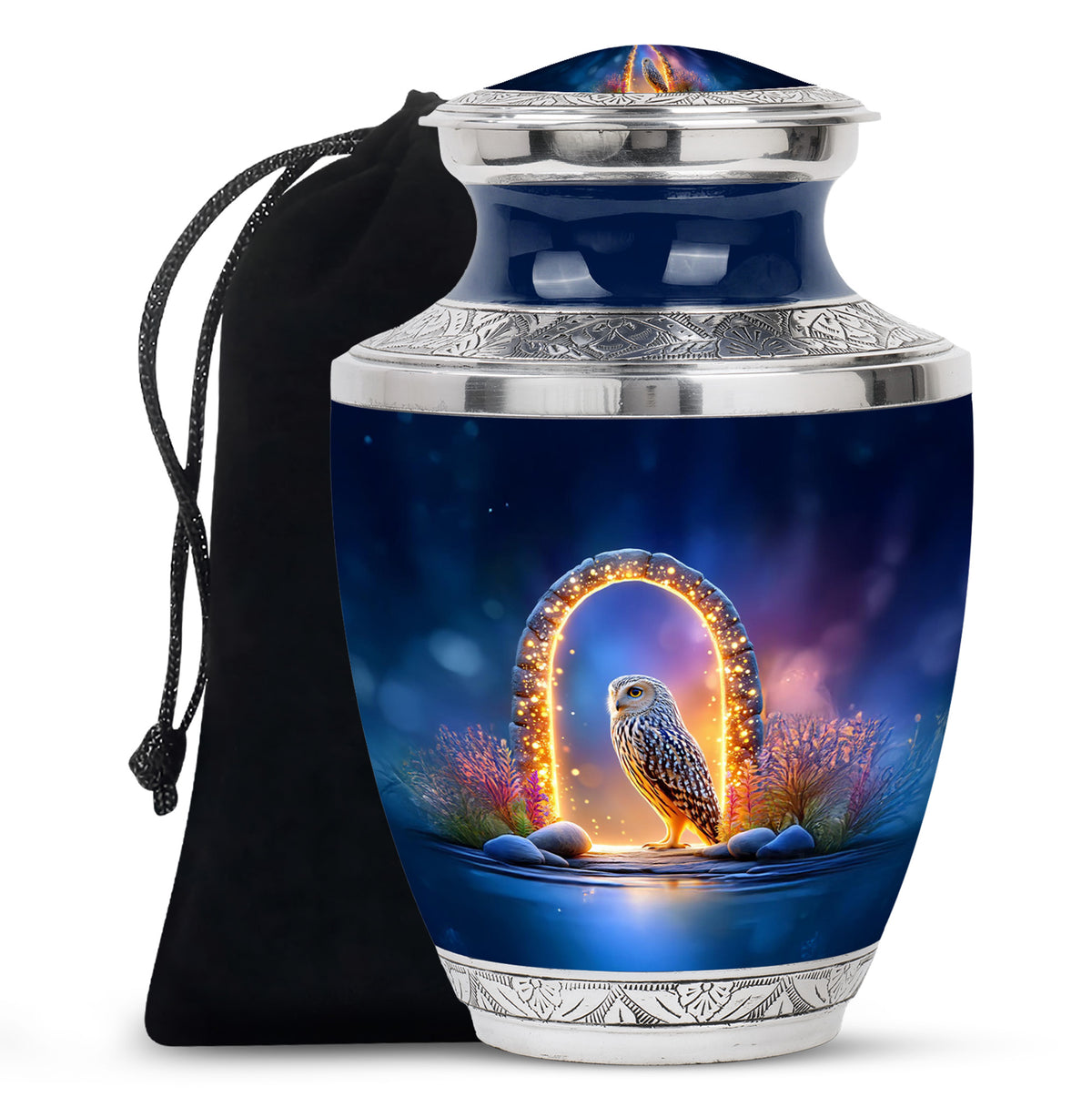 Peaceful Owl Funeral Urn - Glowing Memorial Urn For Adult Ashes