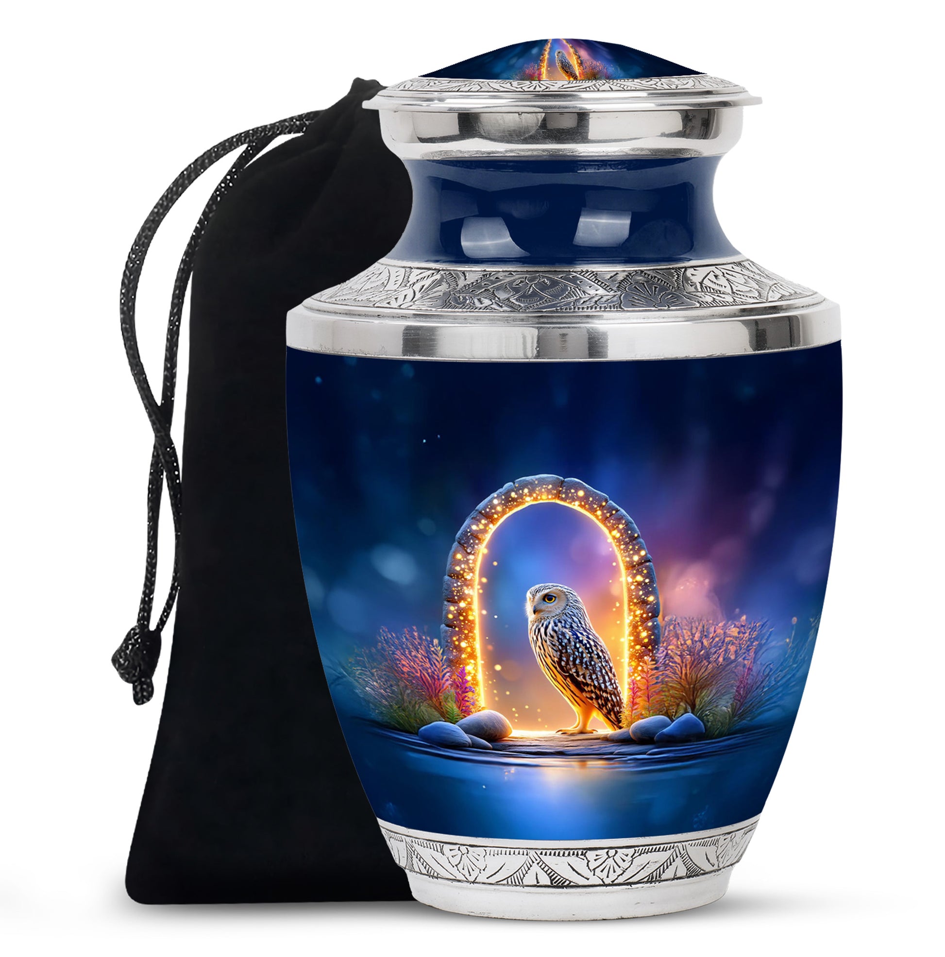 Peaceful Owl Funeral Urn - Glowing Memorial Urn For Adult Ashes