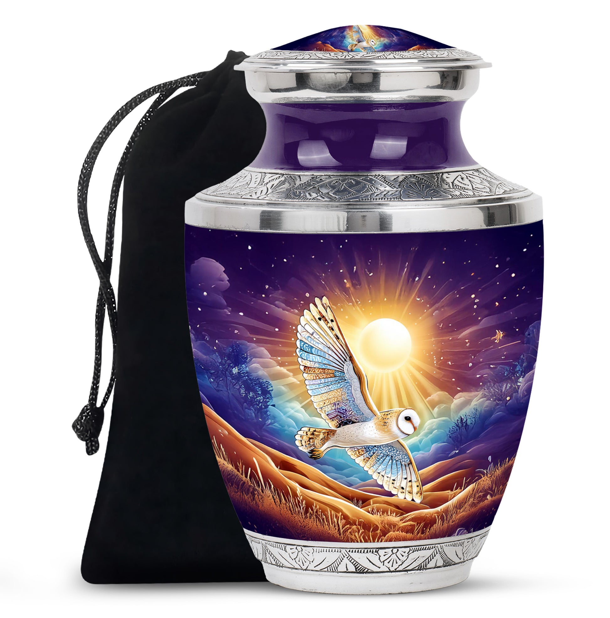 Artistic Owl Cremation Urn - Sunset Memorial Urn For Burial