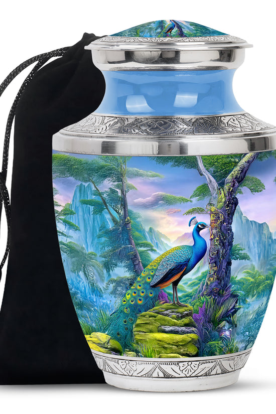 Peacock Mountain Memorial Urn - Scenic Nature Cremation Urn For Ashes