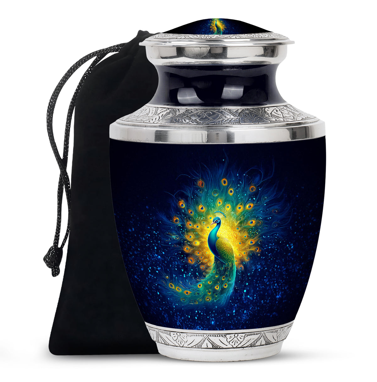 Peacock Cremation Urn - Galaxy Theme Funeral Urn For Adult Ashes