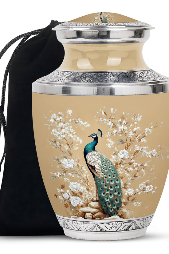 Peacock Theme Memorial Urn - Beautiful Artistic Funeral Urn For Loved Ones