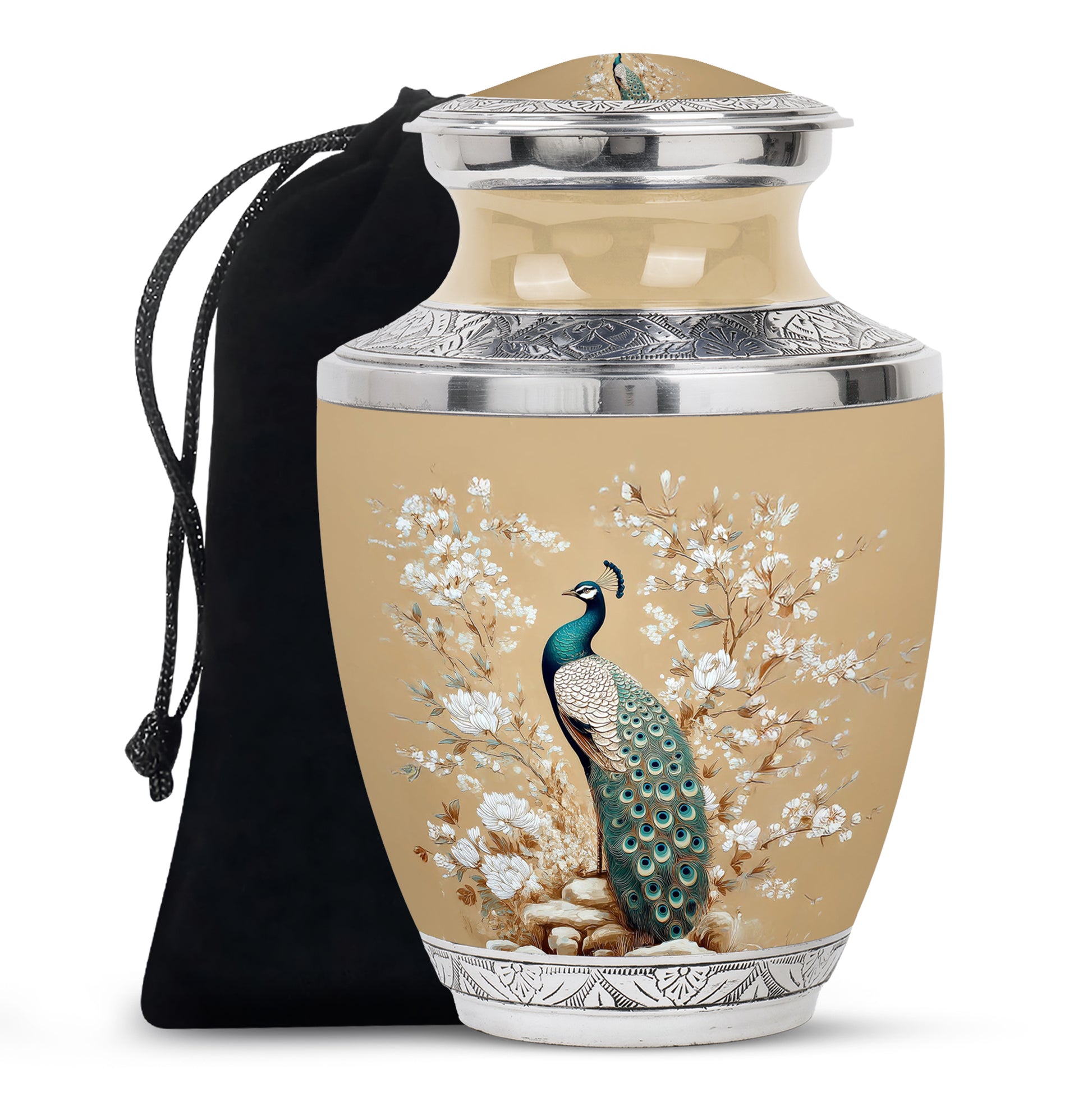 Peacock Theme Memorial Urn - Beautiful Artistic Funeral Urn For Loved Ones