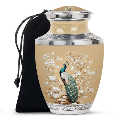 Peacock Theme Memorial Urn - Beautiful Artistic Funeral Urn For Loved Ones