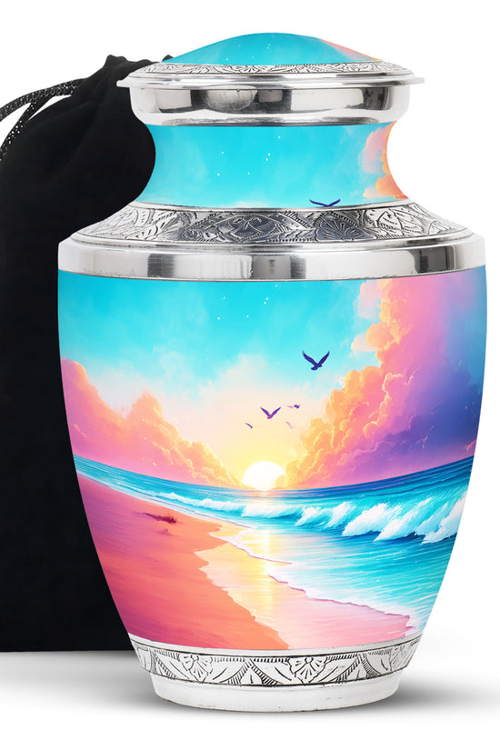 Peaceful Beach Memorial Urn For Ashes - Large Sized Urn For Adult Men