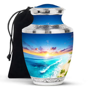 Blue Ocean Waves Funeral Urn For Ashes - product image 3