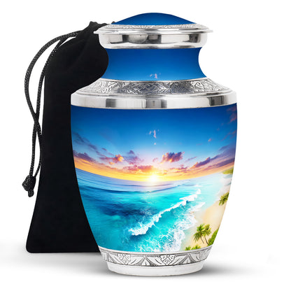 Blue Ocean Waves Funeral Urn For Ashes - product image 3