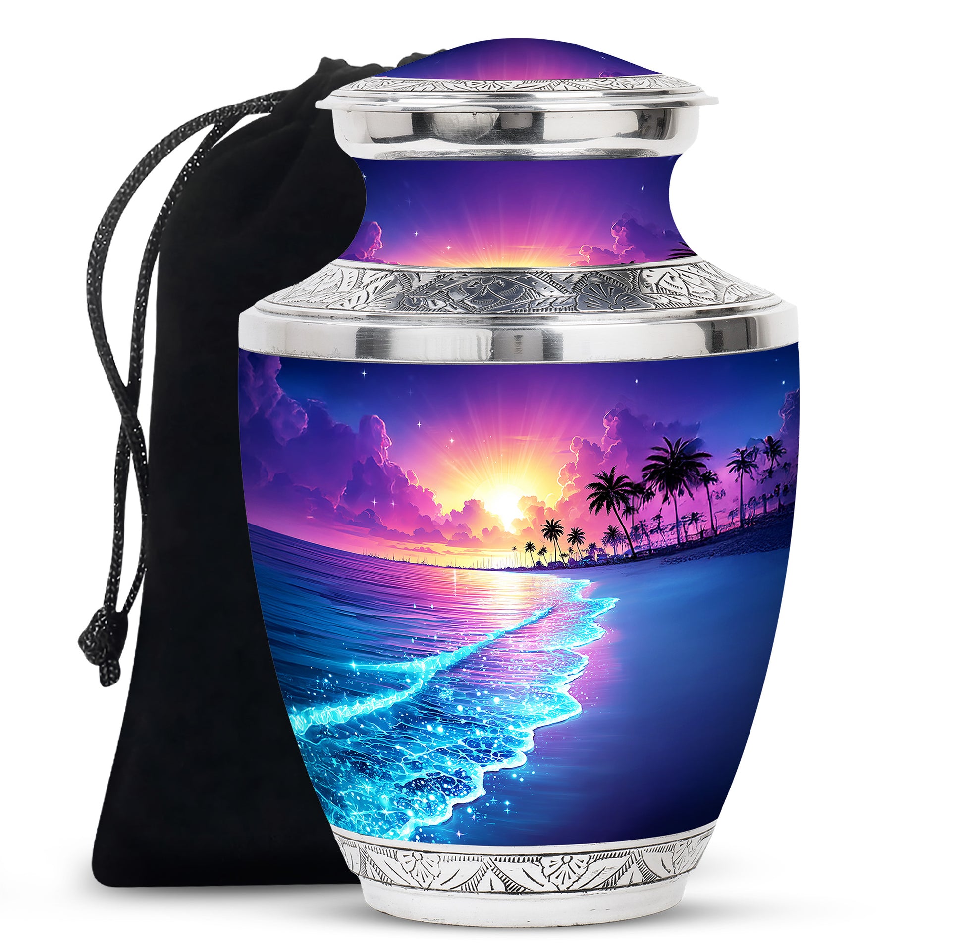Purple Night Memorial Urn For Ashes - Beach Themed Urn For Funeral