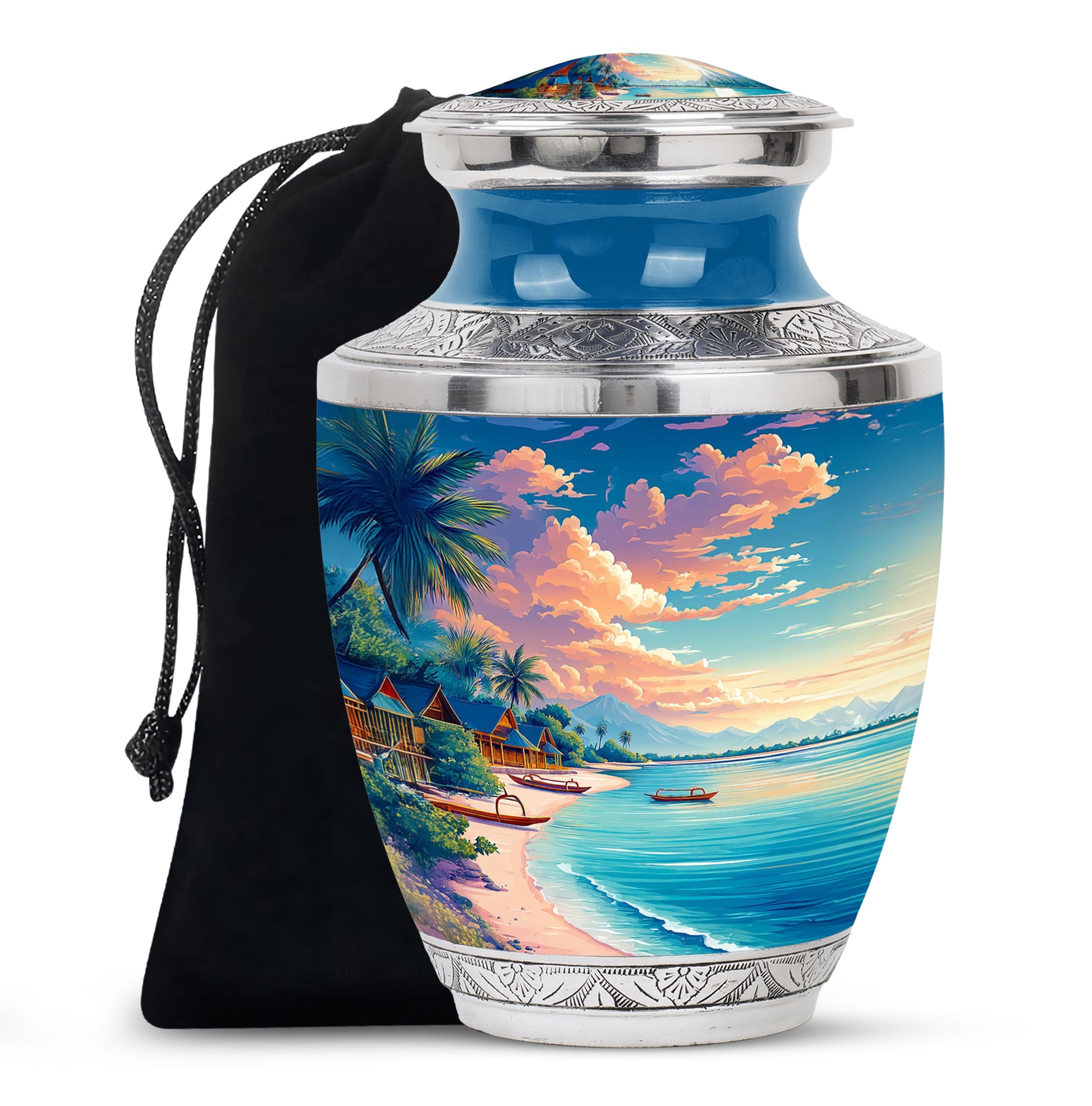 Tropical Beach Cremation Urn - Artistic Funeral Urn For Adult Ashes