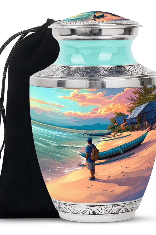 Peaceful Ocean Memorial Urn - Seaside Memorial Urn For Adult Ashes