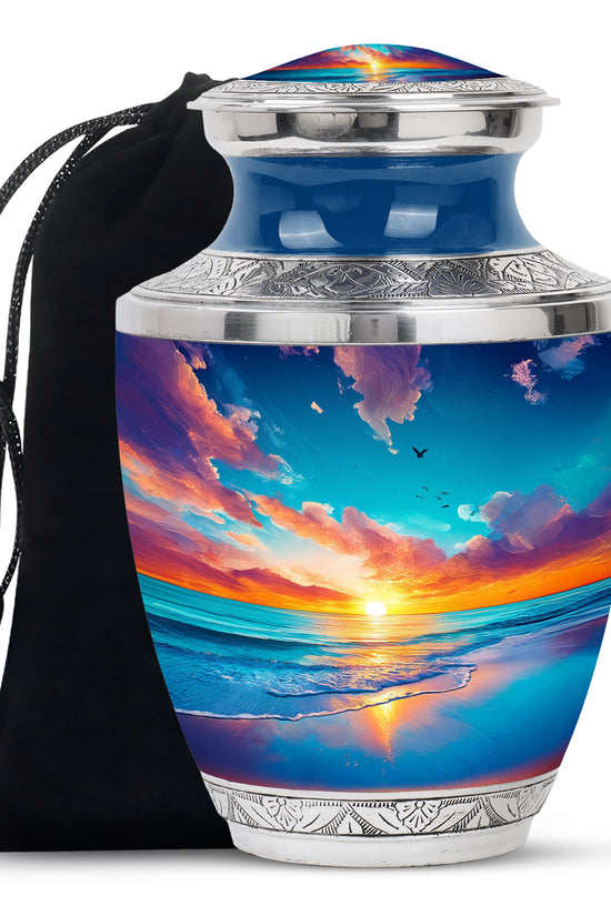 Beautiful Beach Funeral Urn - Peaceful Cremation Urn For Loved Ones