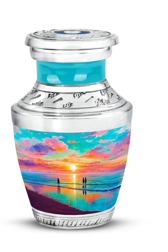 Radiant Beach Memorial Cremation Urns - Teal 10-inch, 200 cu in - Yatskia