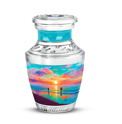 Radiant Beach Memorial Cremation Urns - Teal 10-inch, 200 cu in - Yatskia
