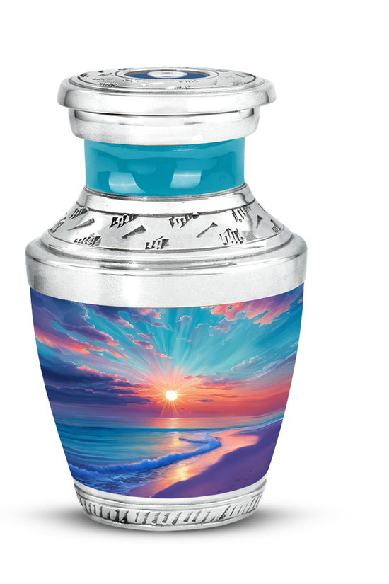 Harmonious Beach Cremation Urns for Human Ashes - Teal 10-inch - Yatskia