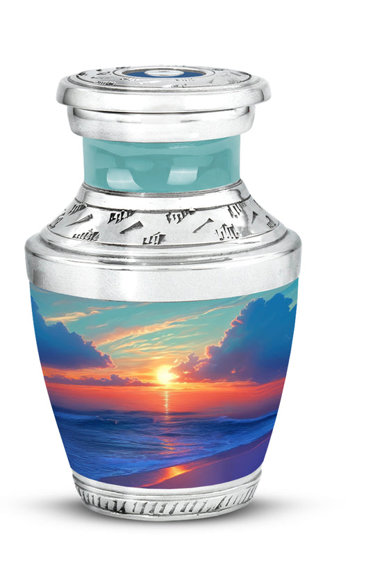 Distinguished Teal Beach Cremation Urn for Ashes - 10-inch, 200 cu in - Yatskia