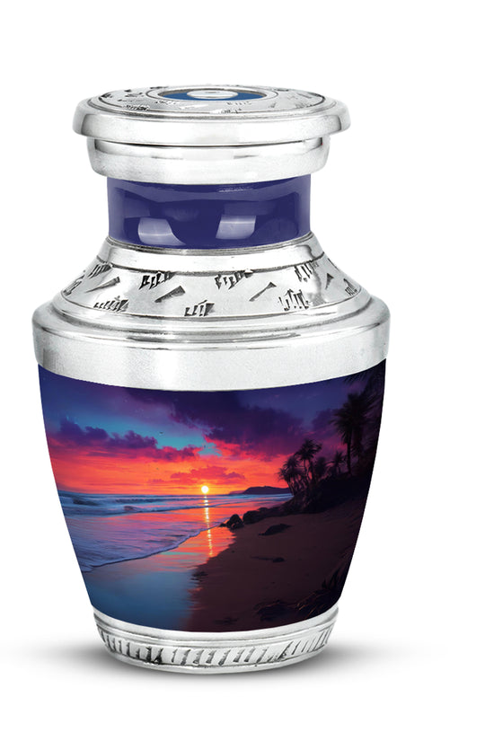 Luminous Blue Beach Memorial Urn for Human Ashes - 10-inch, 200 cu in - Yatskia