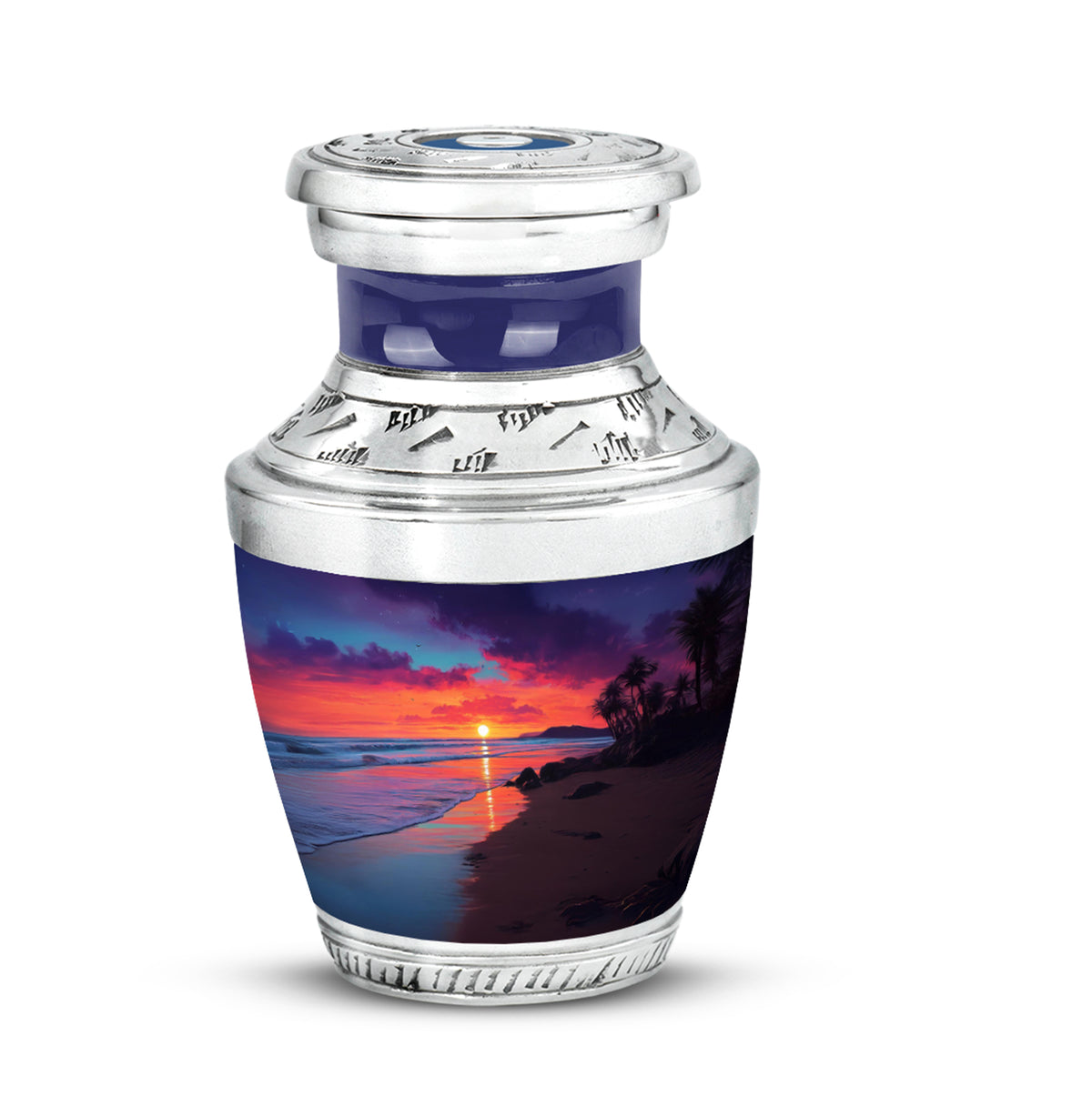 Luminous Blue Beach Memorial Urn for Human Ashes - 10-inch, 200 cu in - Yatskia