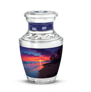 Luminous Blue Beach Memorial Urn for Human Ashes - 10-inch, 200 cu in - Yatskia